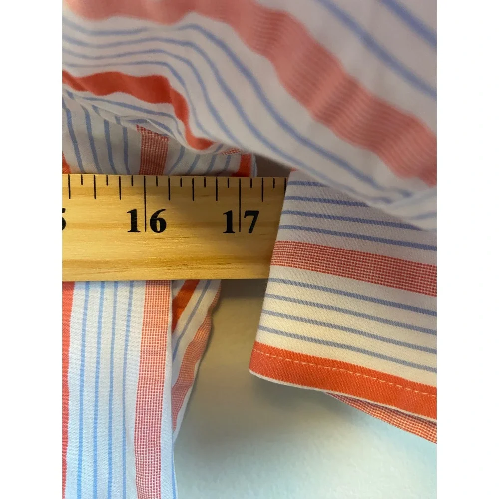 The Shirt Rochelle Behrens Blue Striped Puff Sleeve Button Down Shirt S - Picture 5 of 7